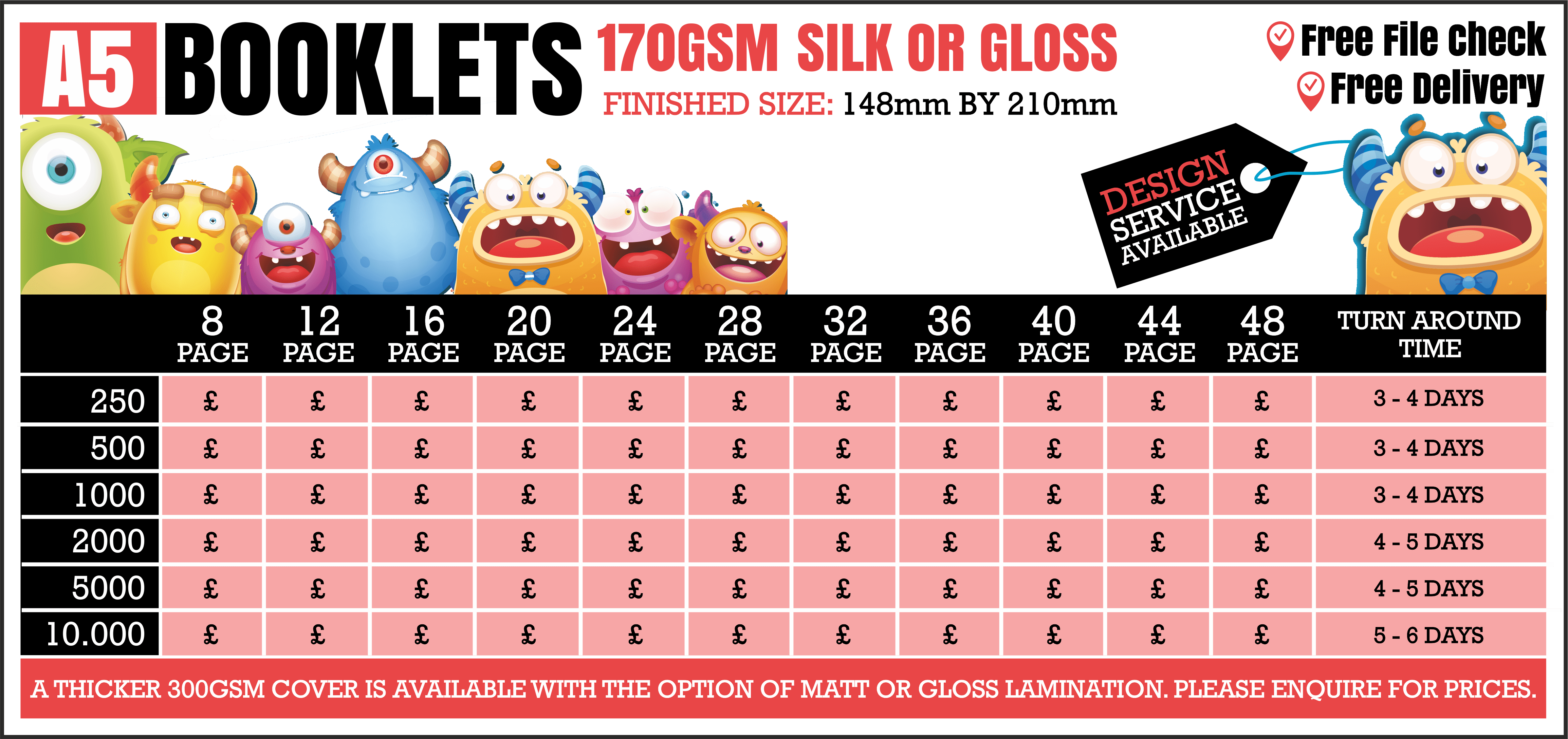 A5 Booklet Printing Prices 170GSM
