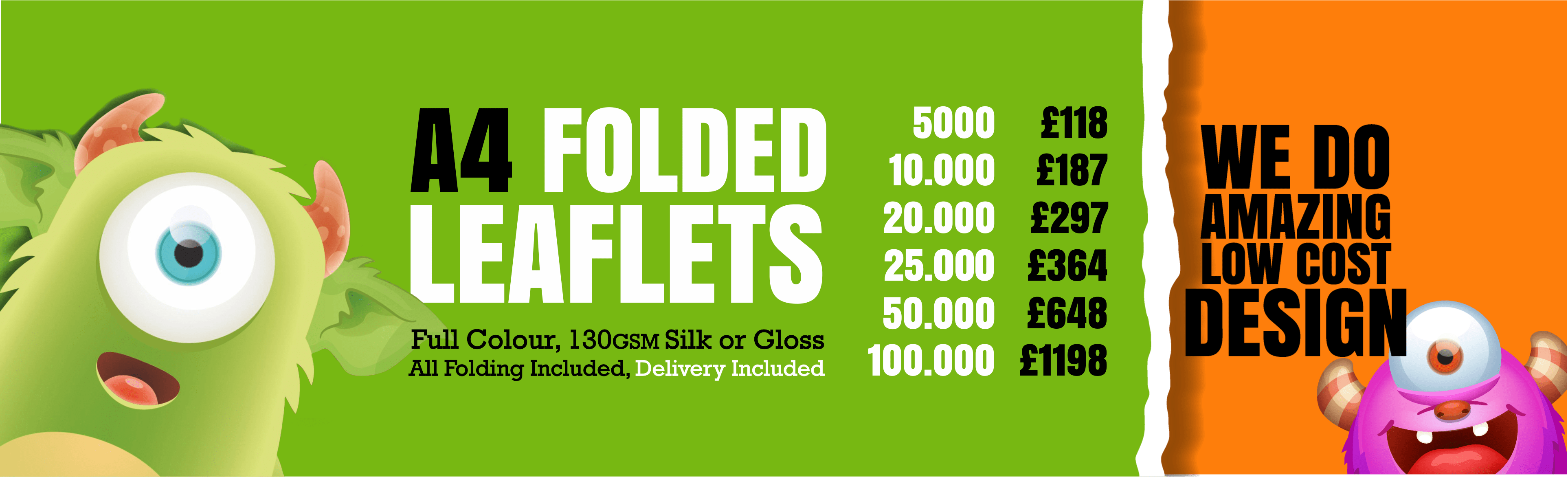 A3 Takaway Menu Printing Prices